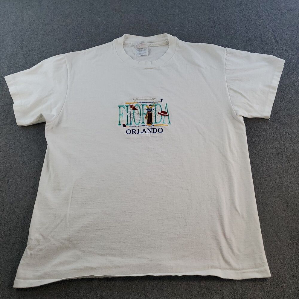 Vintage Orlando Florida T Shirt Mens Large Single Stitch Colorful Embroidered